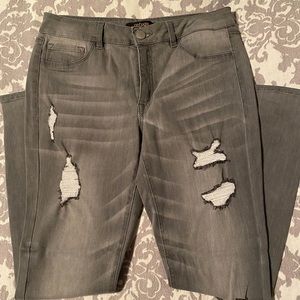 Grey Distressed Jeggings